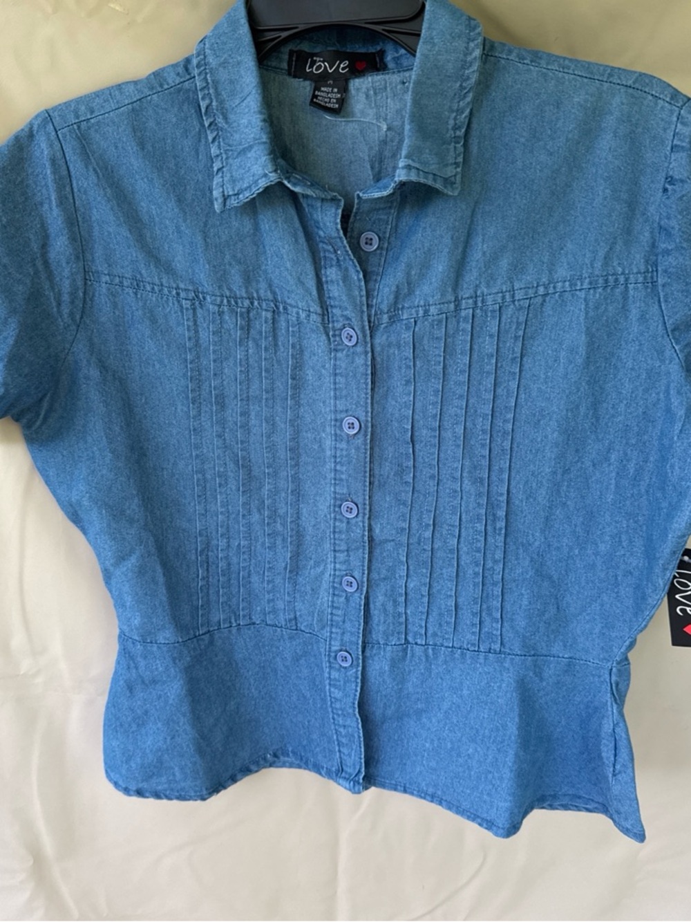 Love Blue Denim Button-Up Top